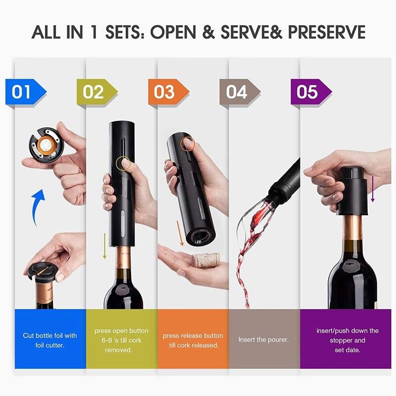 Electric wine bottle opener set