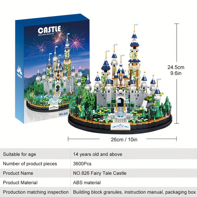 3600Pcs Fairy Tale Castle Building Blocks Set, Micro Diamond Bricks Model Kit, DIY Creative Toys for Kids Adults, Home Decor Display Gift