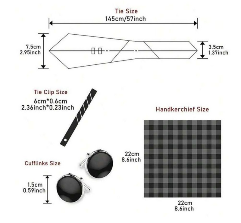 Fashion Elegant Men's Necktie Gift Box Striped Tie Handchief Cufflink Tie Clip Set