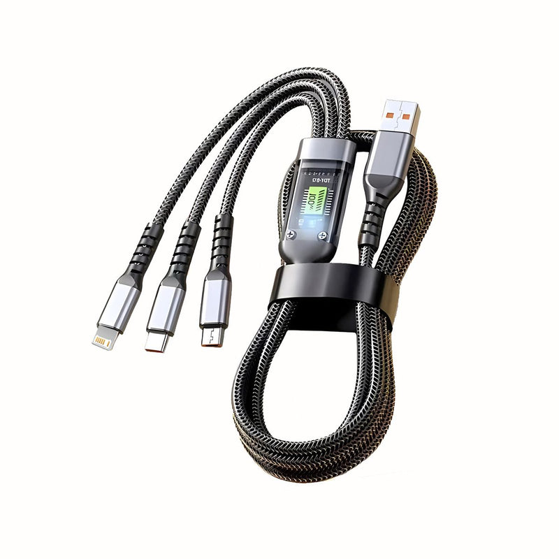 3 in 1 Type C Cable Digital Fast Charging Cable USB C 5A Cable