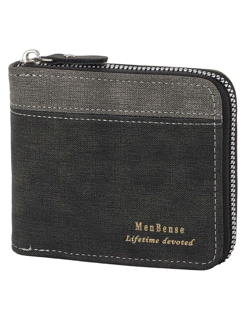 Pretty Zip-Around Bifold PU Leather Wallet Men Vintage Bifold Wallets