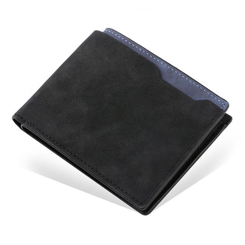 PU Leather Short Wallet Two-fold Multiple Pockets Large Slim Wallet Men