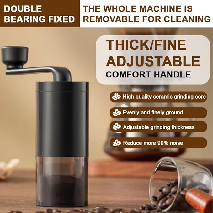 Compact Hand Coffee Grinder – Adjustable for Pour-Over, French Press & Camping