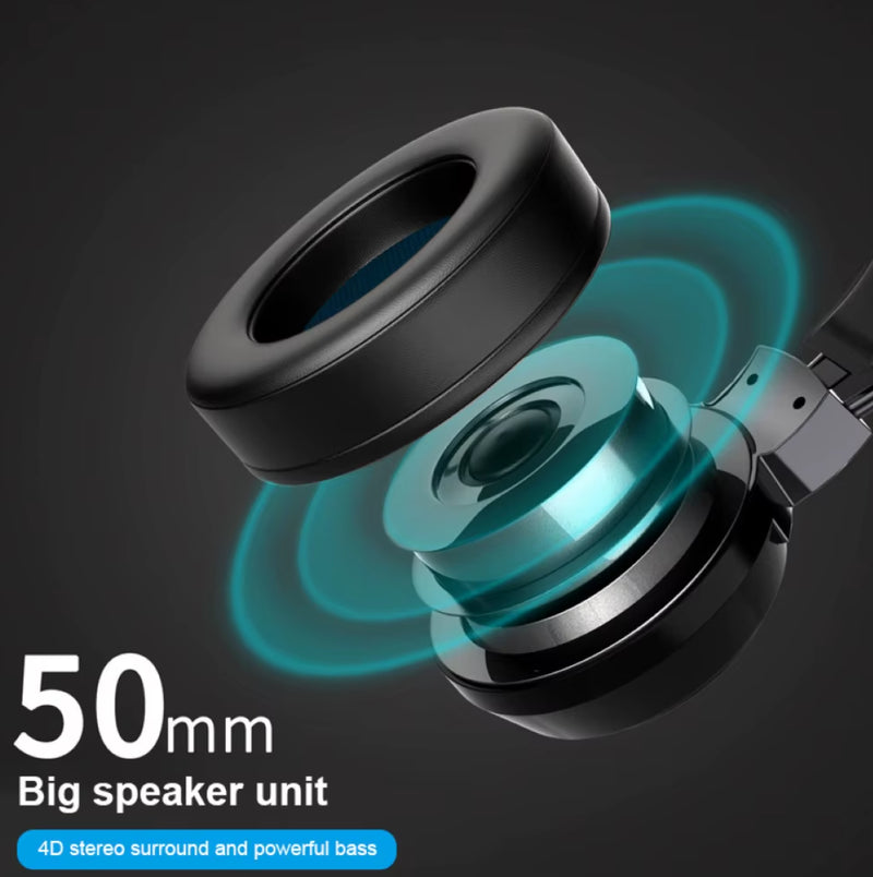 LED Light Surround Sound Gamer Headphones with Mic for PC/Laptop