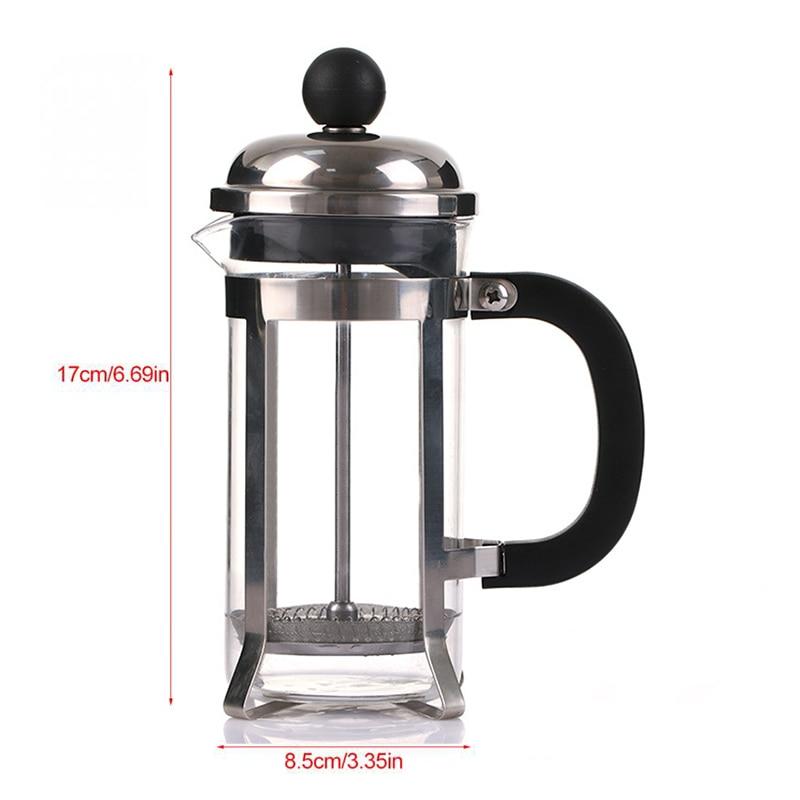 Stainless steel glass 350ml french filter coffee pot tea pot coffee po