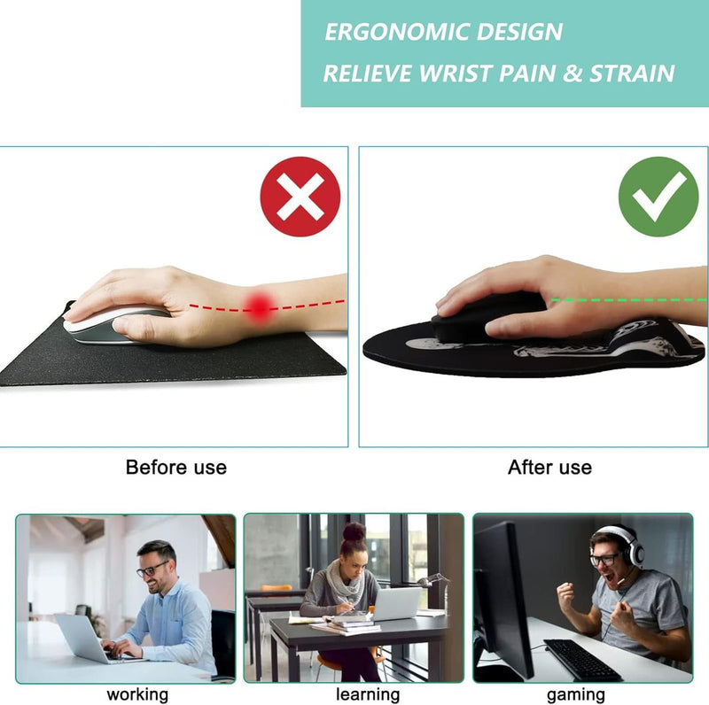 Mouse Pad with Wrist Support Non-Slip Rubber Base Gaming for Home Office