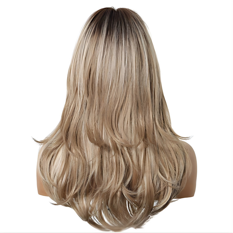 Full-Head Wig with Natural-Looking Side-Swept Bangs and Long Curls for a Relaxed,