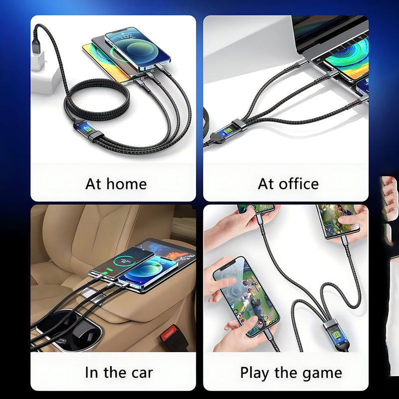 3 in 1 Type C Cable Digital Fast Charging Cable USB C 5A Cable