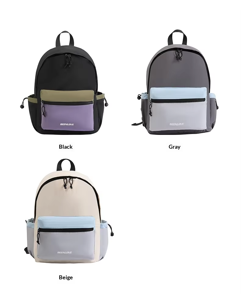 New Color-Block Nylon Unisex Super Lightweight Foldable Travel Hiking Bag