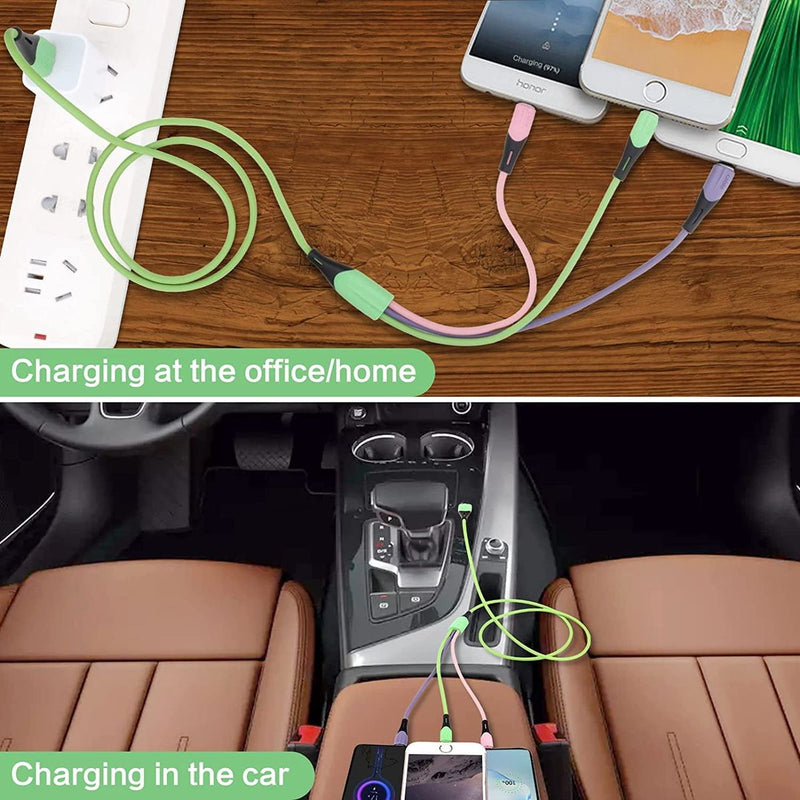3 in 1 Multiple USB Charger Cable Charger with IP/USB C/Micro USB Port