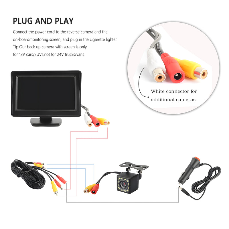 License Plate Backup Camera, AHD 1080P 170 Degree Wide View
