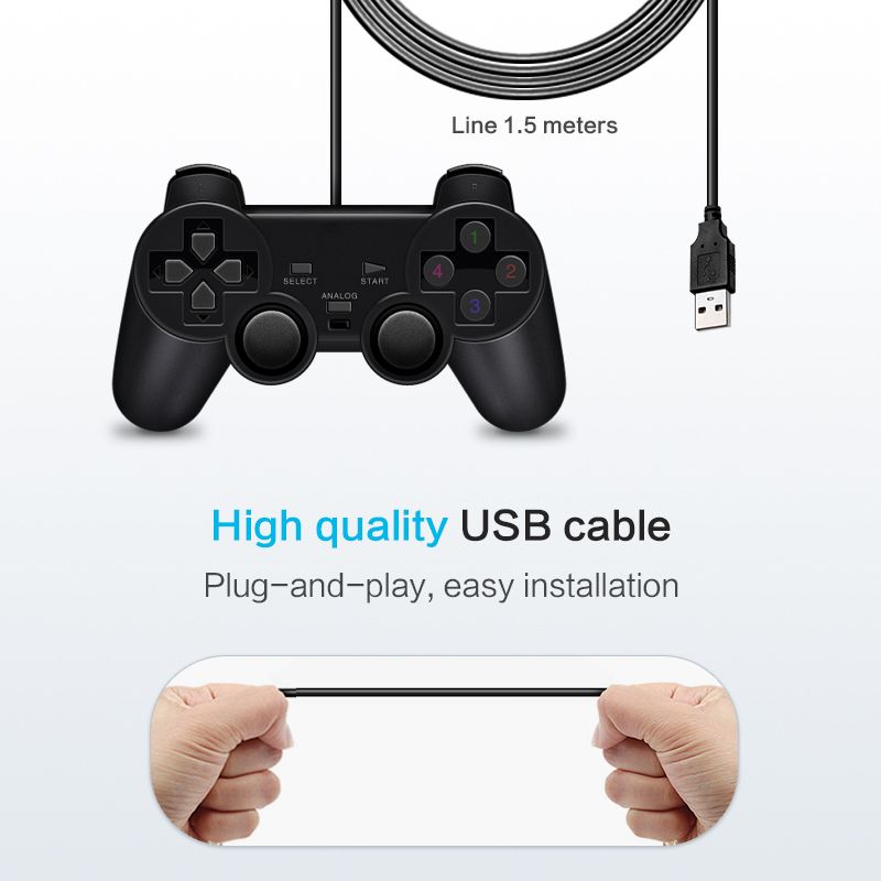 Wired USB PC Controller For PC Laptop For Wins Black Gamepad