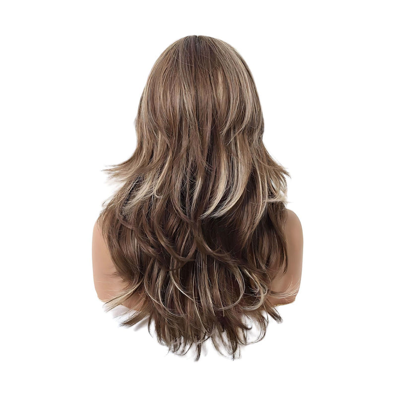 Fashionable Wig with Highlighted Ombré Gold Long Curls