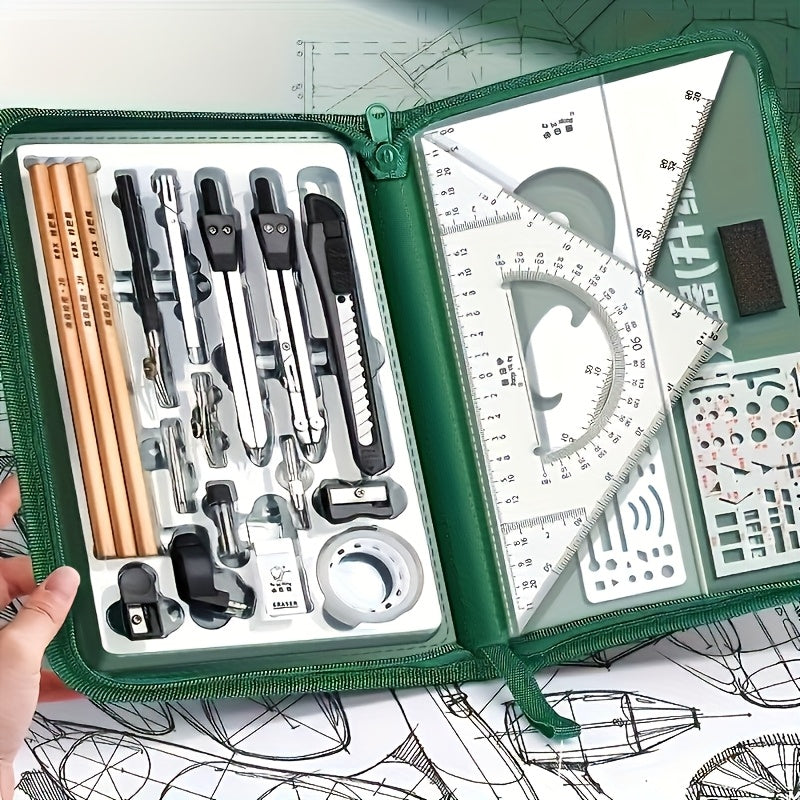 28Pcs Professional Drafting Kit, Engineering Drawing Tools Set with Zipper Case for Students, Architects