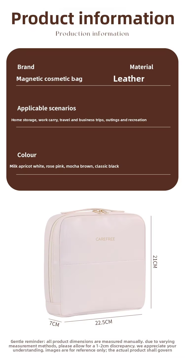 Portable PU Standing Makeup Bag Zipper Closure Letter Soft Handle Large Capacity for Professional Beauty Cosmetics Storage