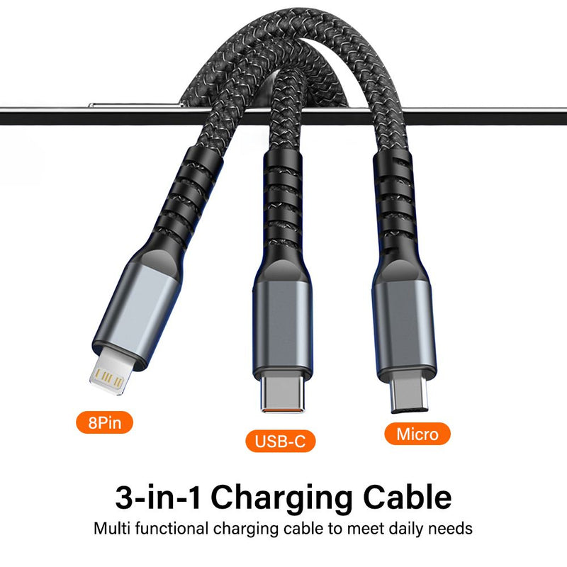 3 in 1 Type C Cable Digital Fast Charging Cable USB C 5A Cable