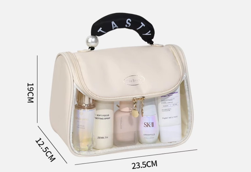 Portable Toiletries Makeup Bag Convenient Hook High-Capacity Wash Bag for Travel PVC Handheld Storage Bag