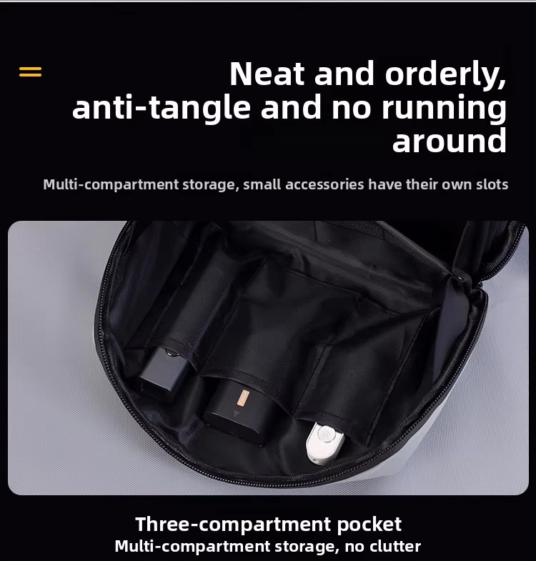 High Quality PU Leather Tech Organizer Power Bank Cable OEM ODM Waterproof Business Travel Storage Bag