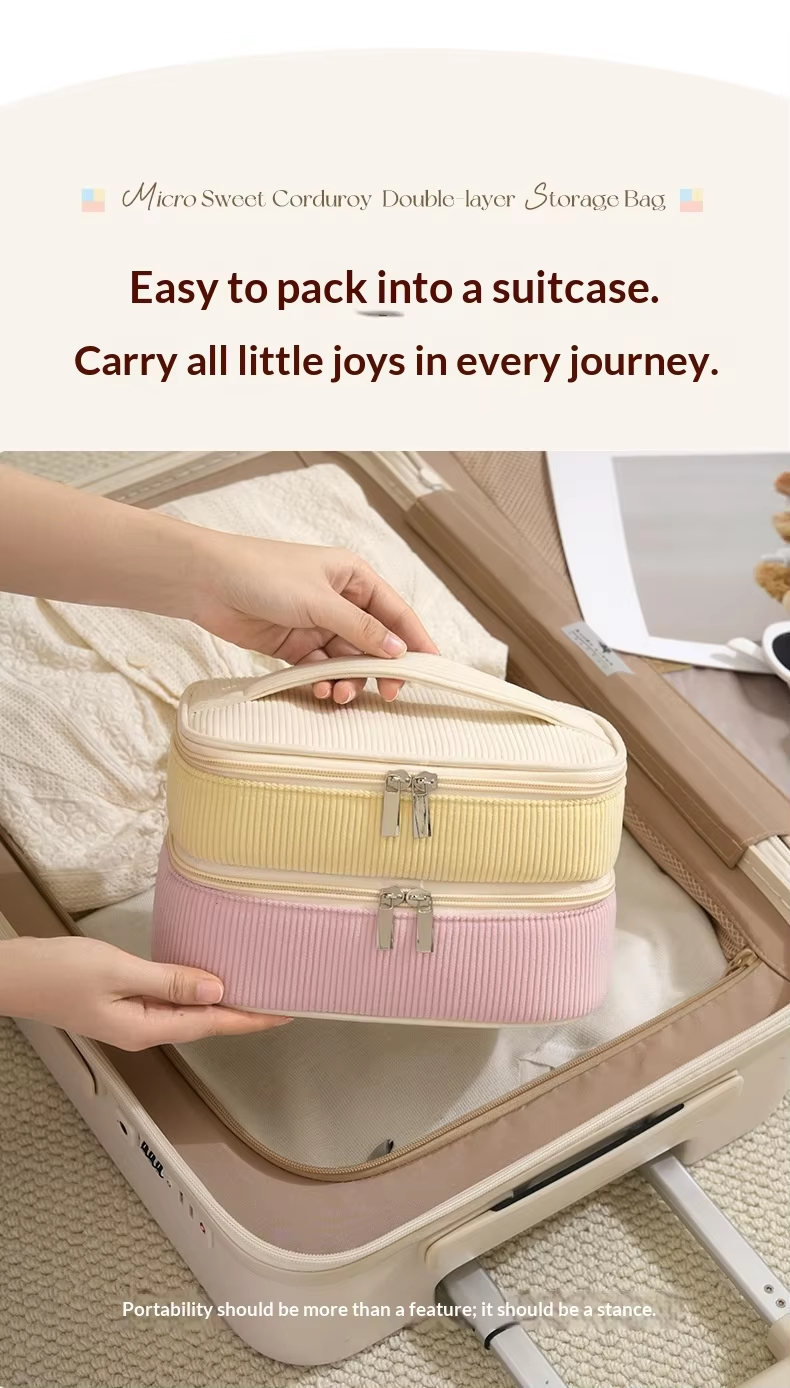 New Fashion Colorful Double-Layer Towel Cosmetic Bag
