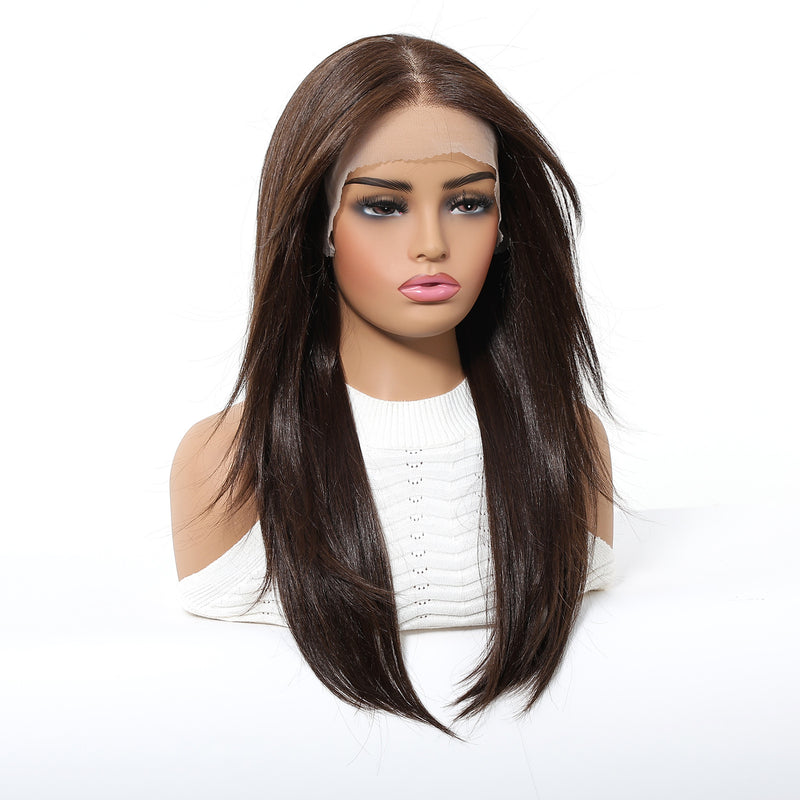 Lace Wig with Ombre Highlights, Adjustable Parting, Natural Hairline, Full-Head Style