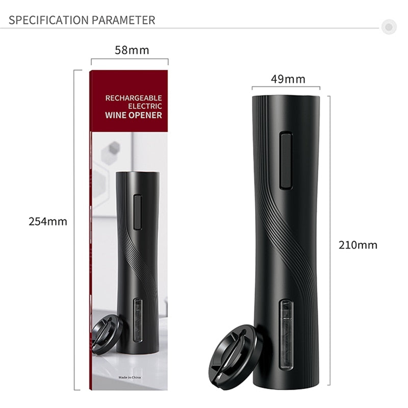 USB Corkscrew Electric Wine Bottle Opener with USB Battery Aluminum