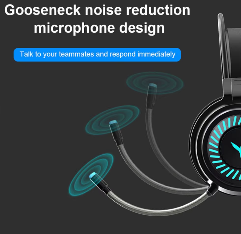 LED Light Surround Sound Gamer Headphones with Mic for PC/Laptop