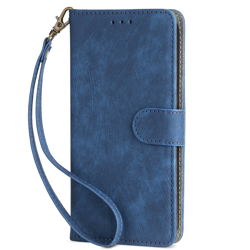 Flip Cover for iPhone 14 PU Leather Phone Case RFID Blocking With Hand Strap