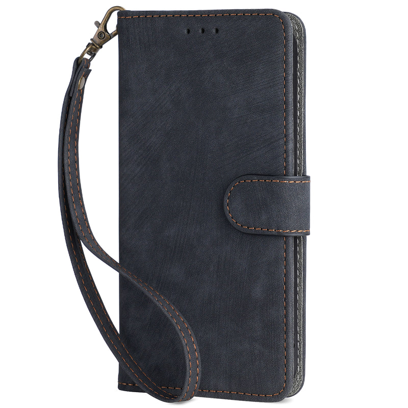 Flip Cover for iPhone 8 Plus PU Leather Phone Case RFID Blocking With Hand Strap