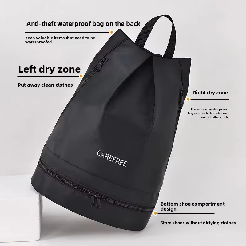 Waterproof Polyester Fashion Beach Backpack Zipper Multiple Compartments Separate Shoe Pocket Organized Unisex Design Swimming
