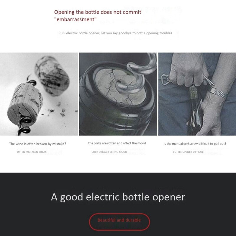 Electric Wine Bottle Opener Electric Wine Cork Opener with USB Knife B