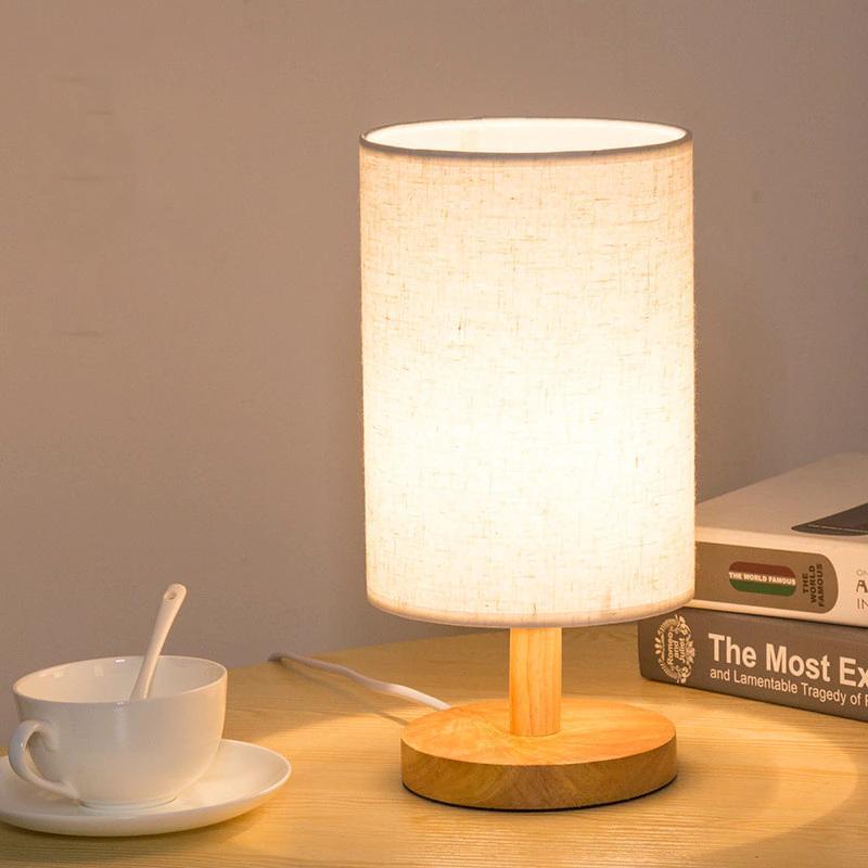 Simple Table Lamp Table Bedroom Cabinet Night Lamp Solid Wood