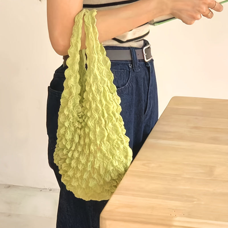 Heavy-Duty Expandable Shopping Bag – Folds to Palm Size-Green color