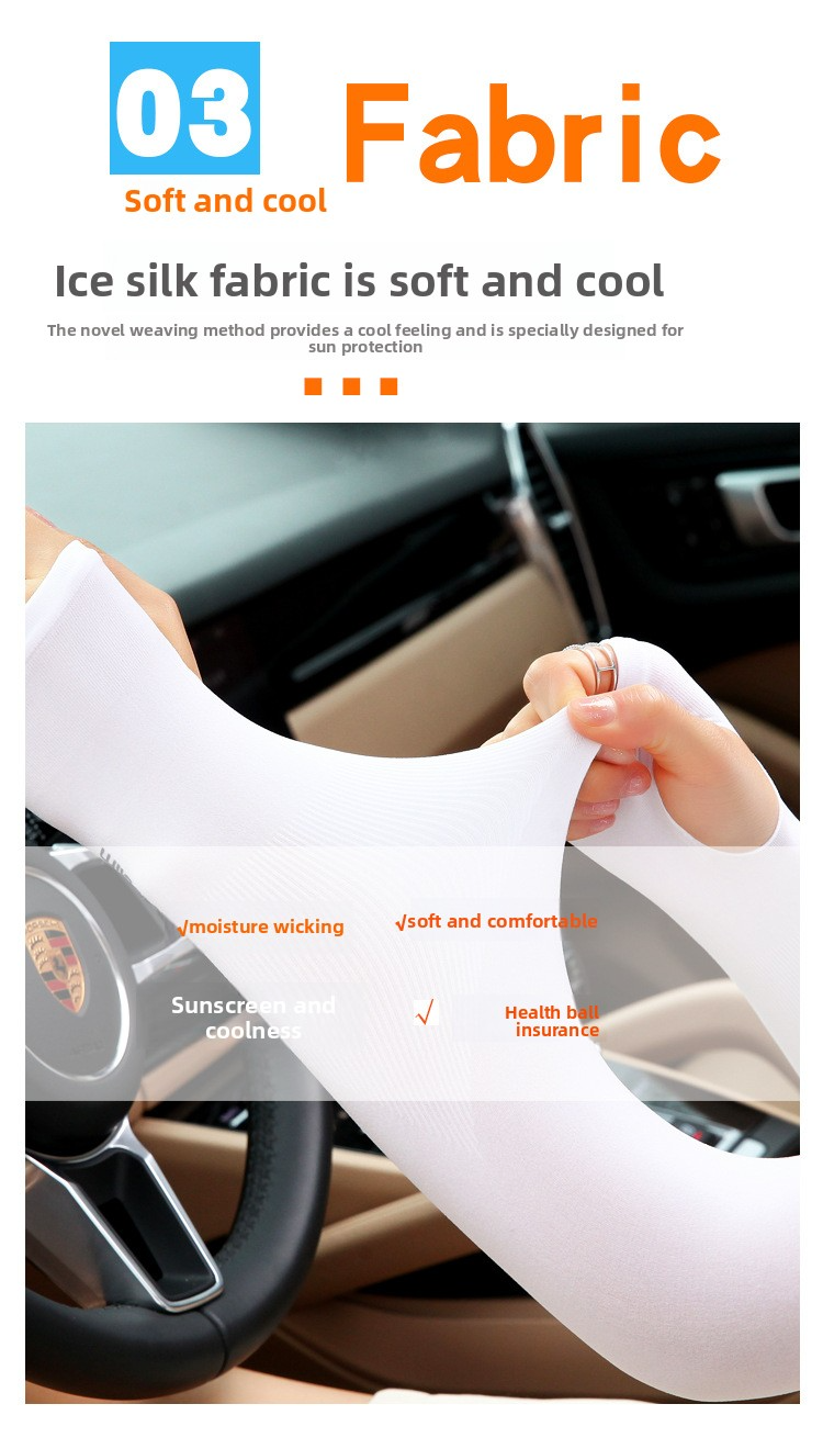 Summer open toed outdoor cycling and driving, cool hand sleeves, arm protection, one piece, refreshing ice silk sunscreen sleeve cover