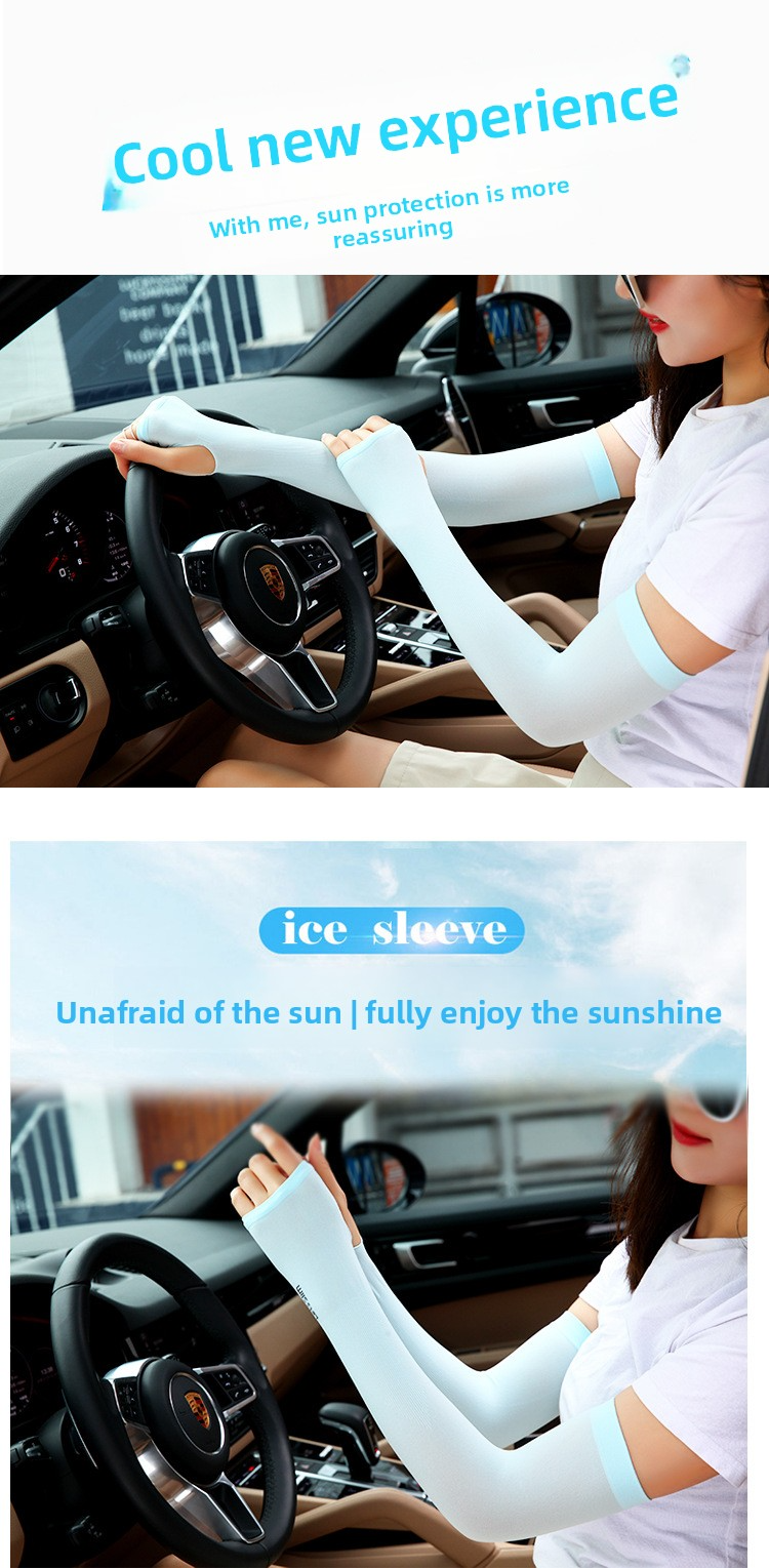 Summer open toed outdoor cycling and driving, cool hand sleeves, arm protection, one piece, refreshing ice silk sunscreen sleeve cover
