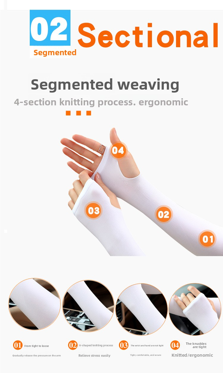 Summer open toed outdoor cycling and driving, cool hand sleeves, arm protection, one piece, refreshing ice silk sunscreen sleeve cover
