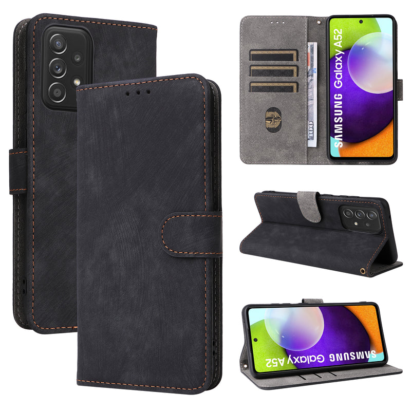 Flip Cover for Samsung Galaxy A52 PU Leather Phone Case [RFID Blocking] With Hand Strap