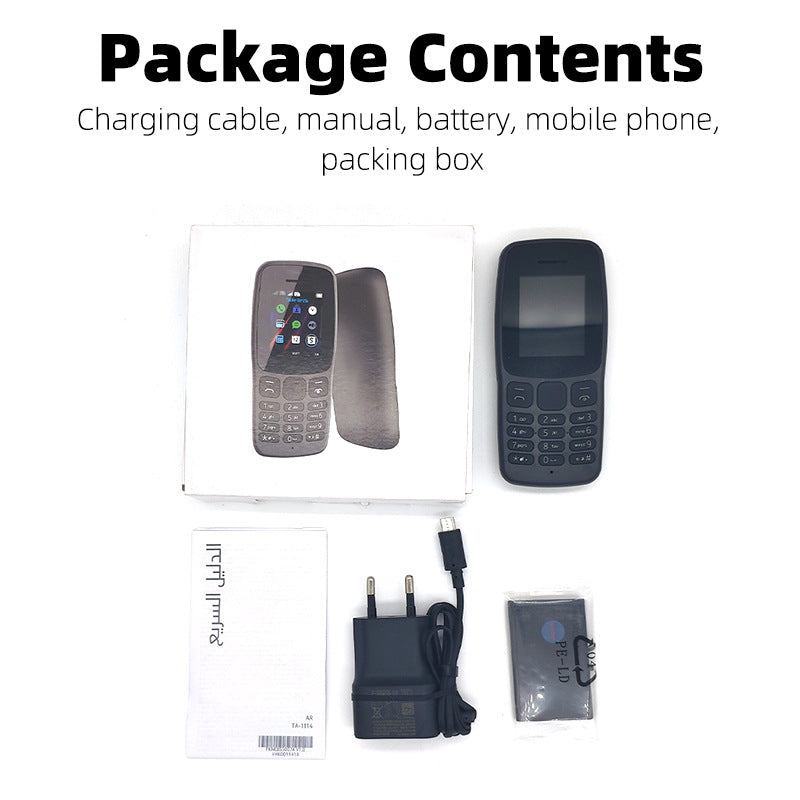Feature Phone 1.77" Display 800mAh Battery Dual SIM Dual Standby Strong Torch MP3 MP4 FM Radio Bluetooth GPRS