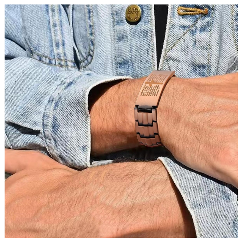 Ultra Strength Magnetic Copper Mens Cross Bracelets
