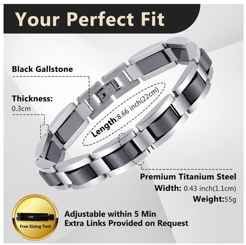 IPSTYLE Men Power Wristband Titanium Steel Hematite Magnetic Bracelets