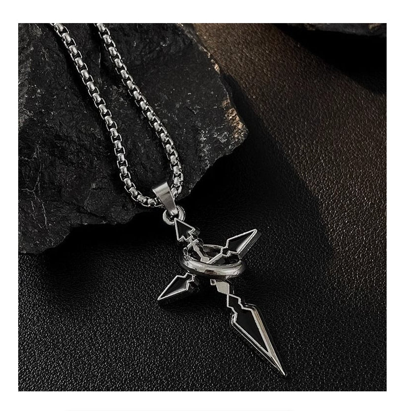 Arrow Shaped Cross Necklaces for Men Woman - Cross with Circle Pendant