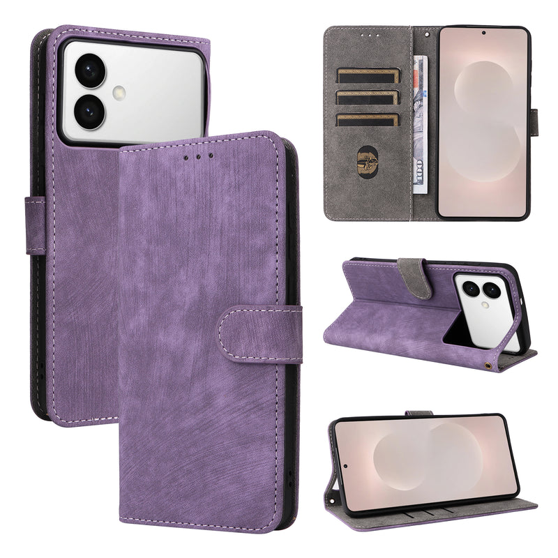 Flip Cover for Samsung Galaxy S26 Edge PU Leather Phone Case [RFID Blocking] With Hand Strap