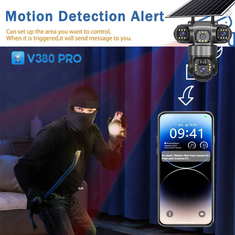 9MP Solar Security Camera Outdoor 4G/Wifi Human Detect Cameras Night Vision