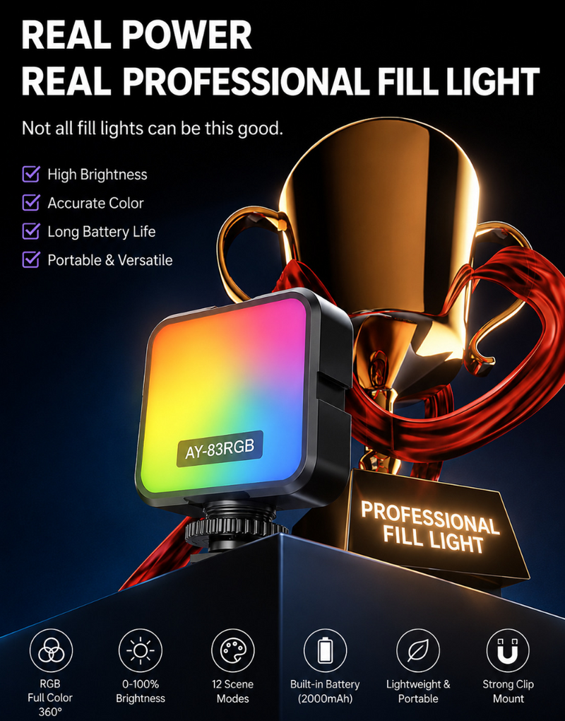 Video Light LED Fill Light Compatible With Phone Laptop Webcam