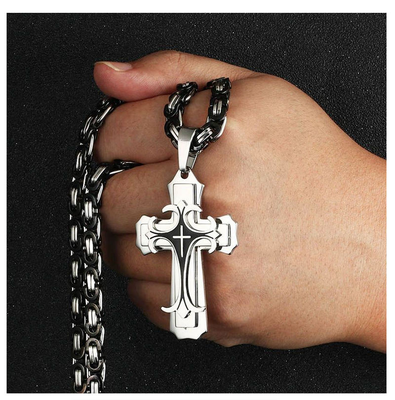 Cross Necklace Multi-layers Stainless Steel Cross Pendants Necklaces