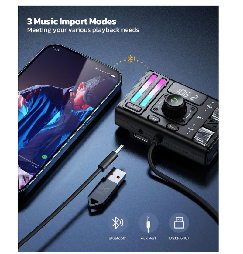 IPSTYLE Car Mp3 Bluetooth-compatible FM Transmitter Digital Display