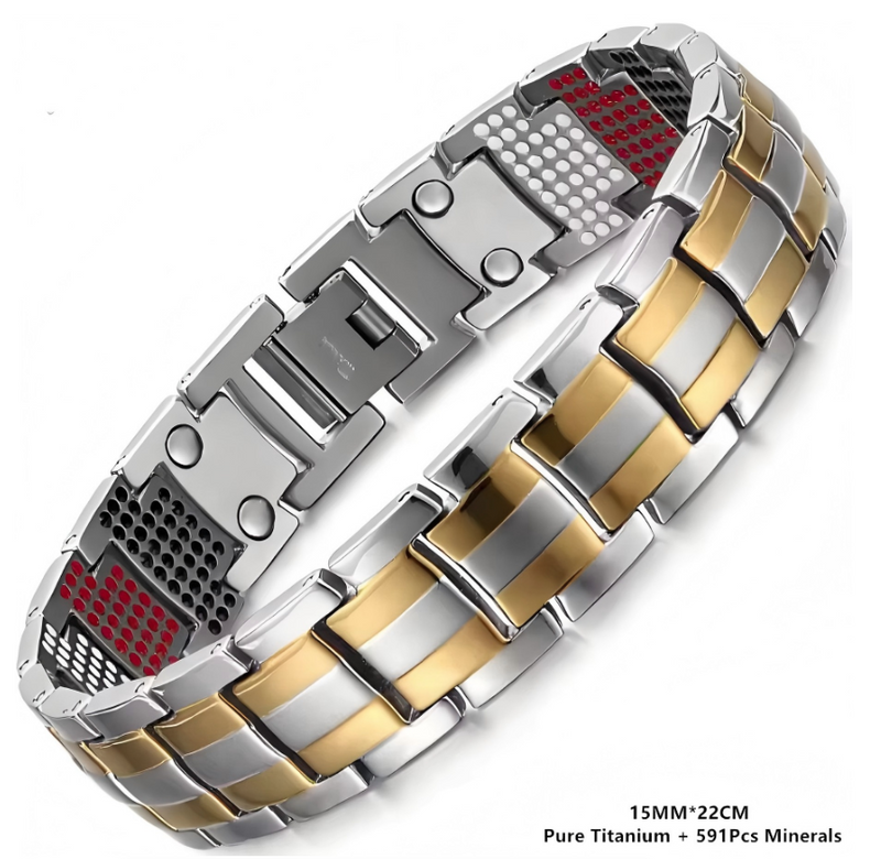 IPSTYLE Men's Bracelet Magnetic Therapy Wristband Premium Pure Titanium