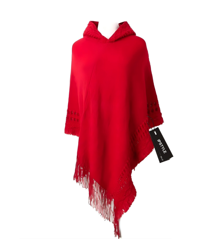 Women Ladies Tassel Cape Coat Fringe Poncho Oblique Stripe Coat Bohemian