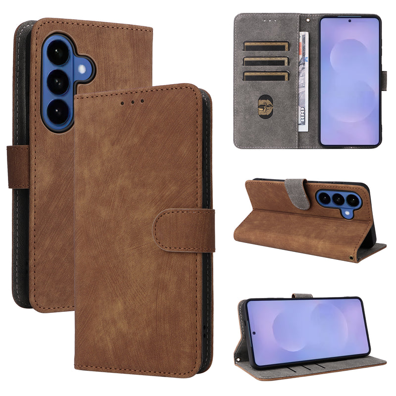Flip Cover for Samsung Galaxy S26 Plus PU Leather Phone Case [RFID Blocking] With Hand Strap