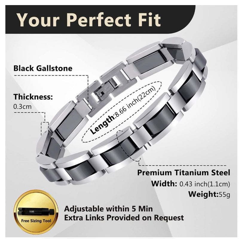 Titanium Steel Hematite Magnetic Bracelet Men Stainless Steel Link Bracelet