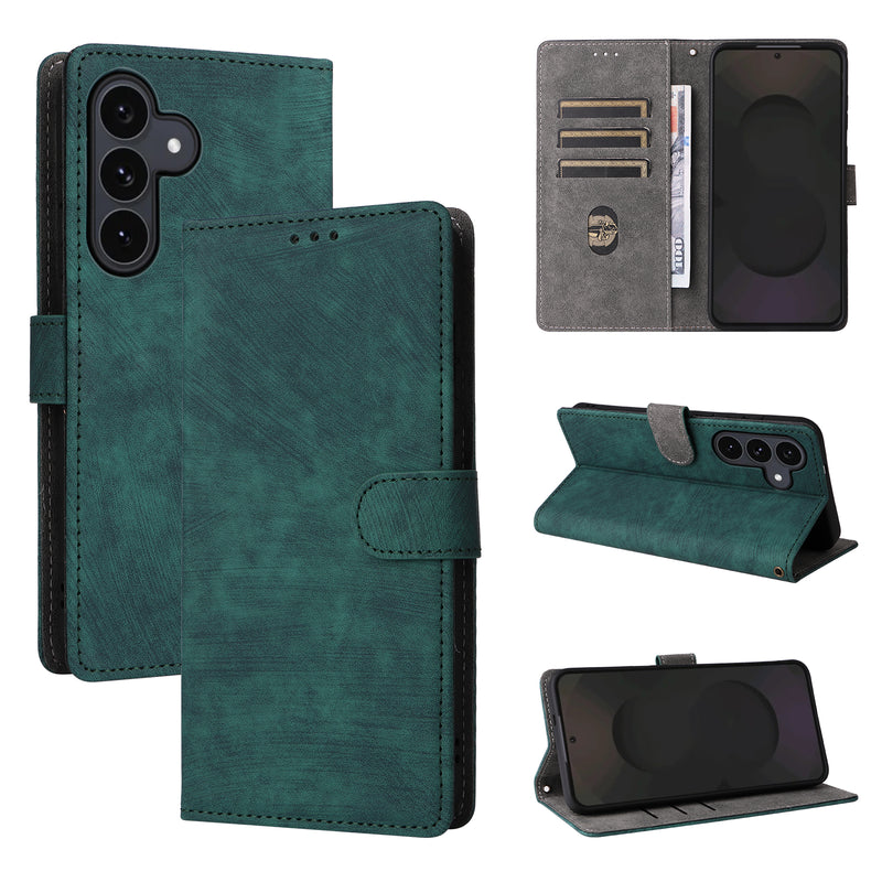 Flip Cover for Samsung Galaxy S25 FE PU Leather Phone Case [RFID Blocking] With Hand Strap